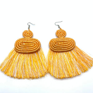 Thread Earrings Meza-Orange Variation