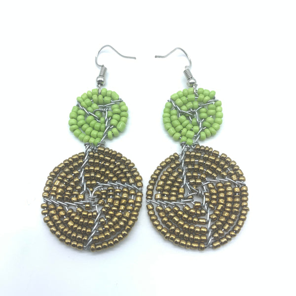 Beaded Earrings 2 Tone 2 Cirles -Gold 3