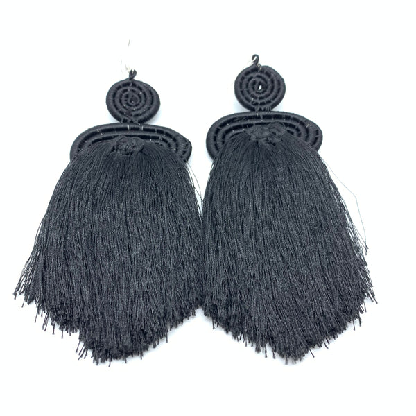 Thread Earrings Neza-Black Variation