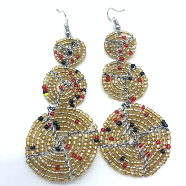 Beaded Earrings 3 Circles - Champagne Variation