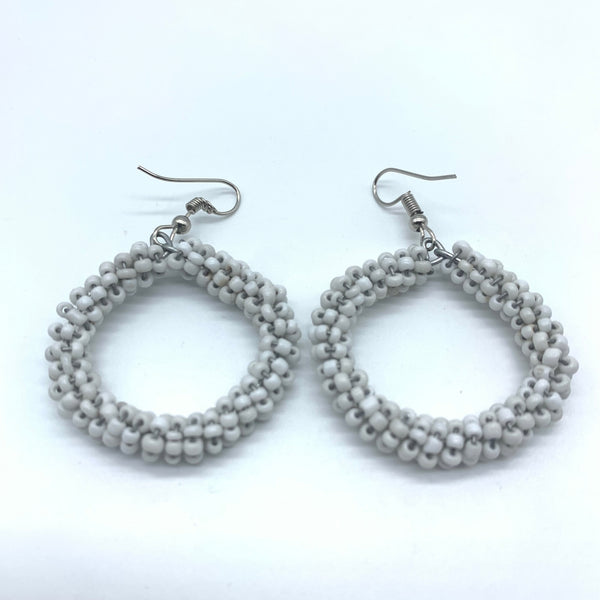 Beaded Earrings Kaweria-White