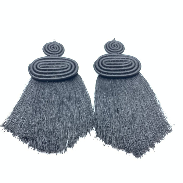 Thread Earrings Neza-Black Variation