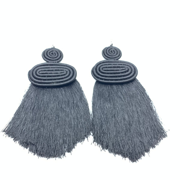 Thread Earrings Neza-Black Variation