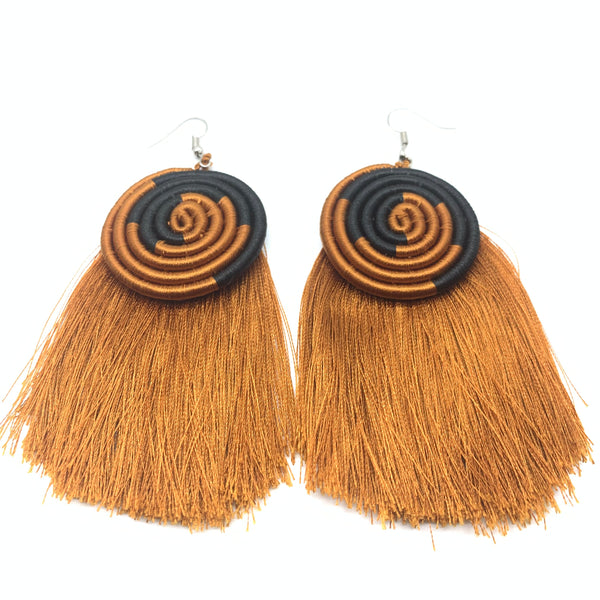 Thread Earrings Keza- Brown Variation 2