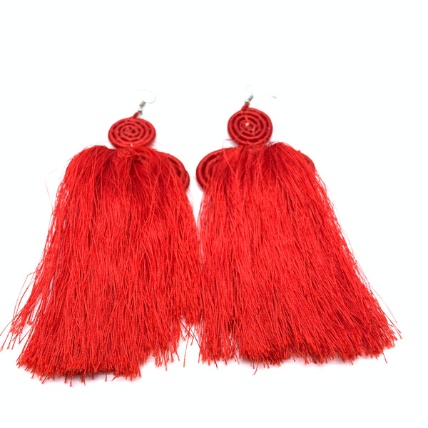 Thread Earrings Neza-Red Variation 2