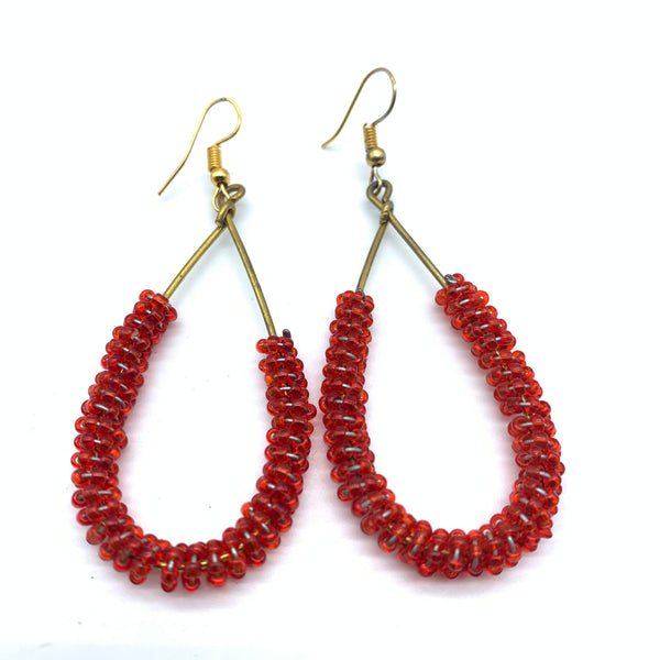 Beaded Earrings Nuru-Red