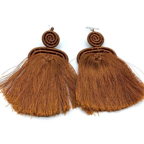 Thread Earrings Meza-Brown Variation