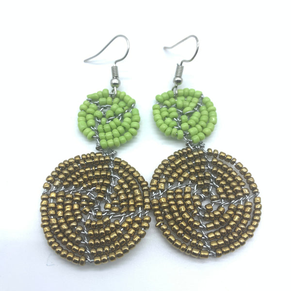 Beaded Earrings 2 Tone 2 Cirles -Gold 3