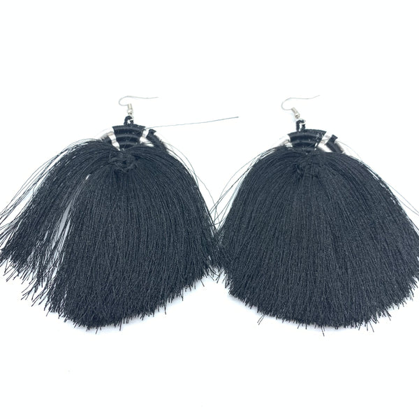 Thread Earrings Keza- Black Variation 2