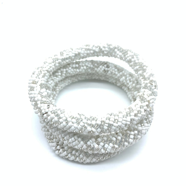 Beaded Bangle-White