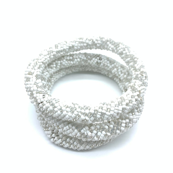 Beaded Bangle-White