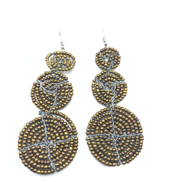 Beaded Earrings 3 Circles -Gold Variation 2