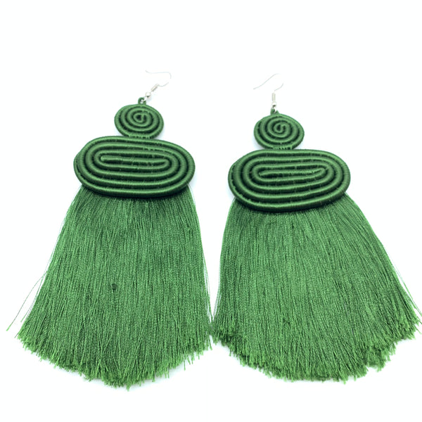 Thread Earrings Neza-Green Variation