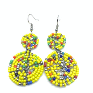 Beaded Earrings 2 Tone 2 Cirles -Yellow