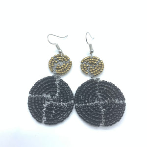 Beaded Earrings 2 Tone 2 Cirles -Black 4