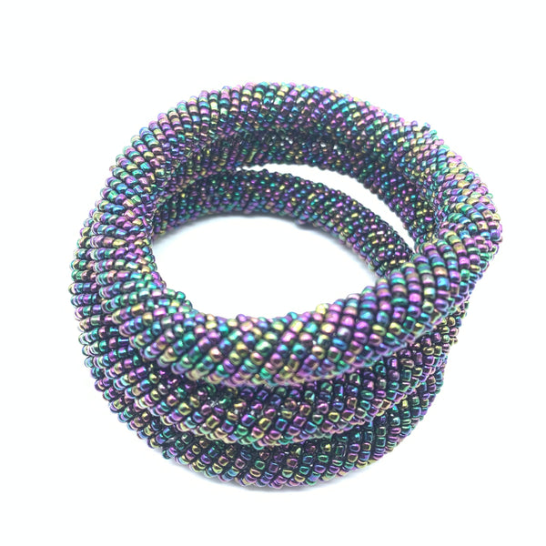 Beaded Bangle-Metallic Multi  Colour