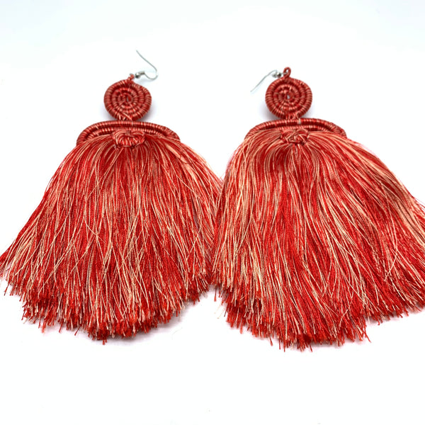 Thread Earrings Neza-Red Variation