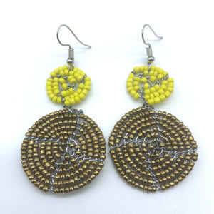 Beaded Earrings 2 Tone 2 Cirles -Gold 2