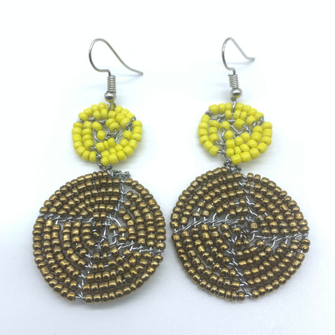 Beaded Earrings 2 Tone 2 Cirles -Gold 2