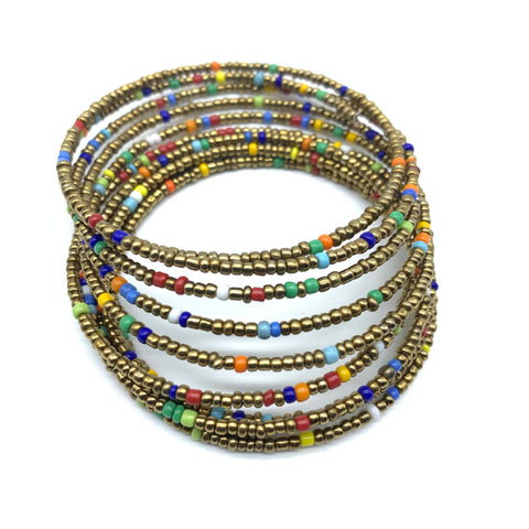 Beaded Coil Bracelet-Gold 5