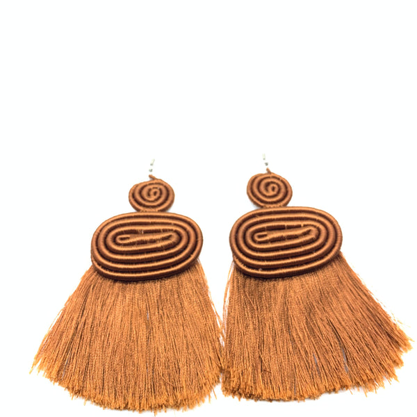 Thread Earrings Meza-Brown Variation