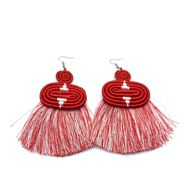 Thread Earrings Meza-Red Variation 2