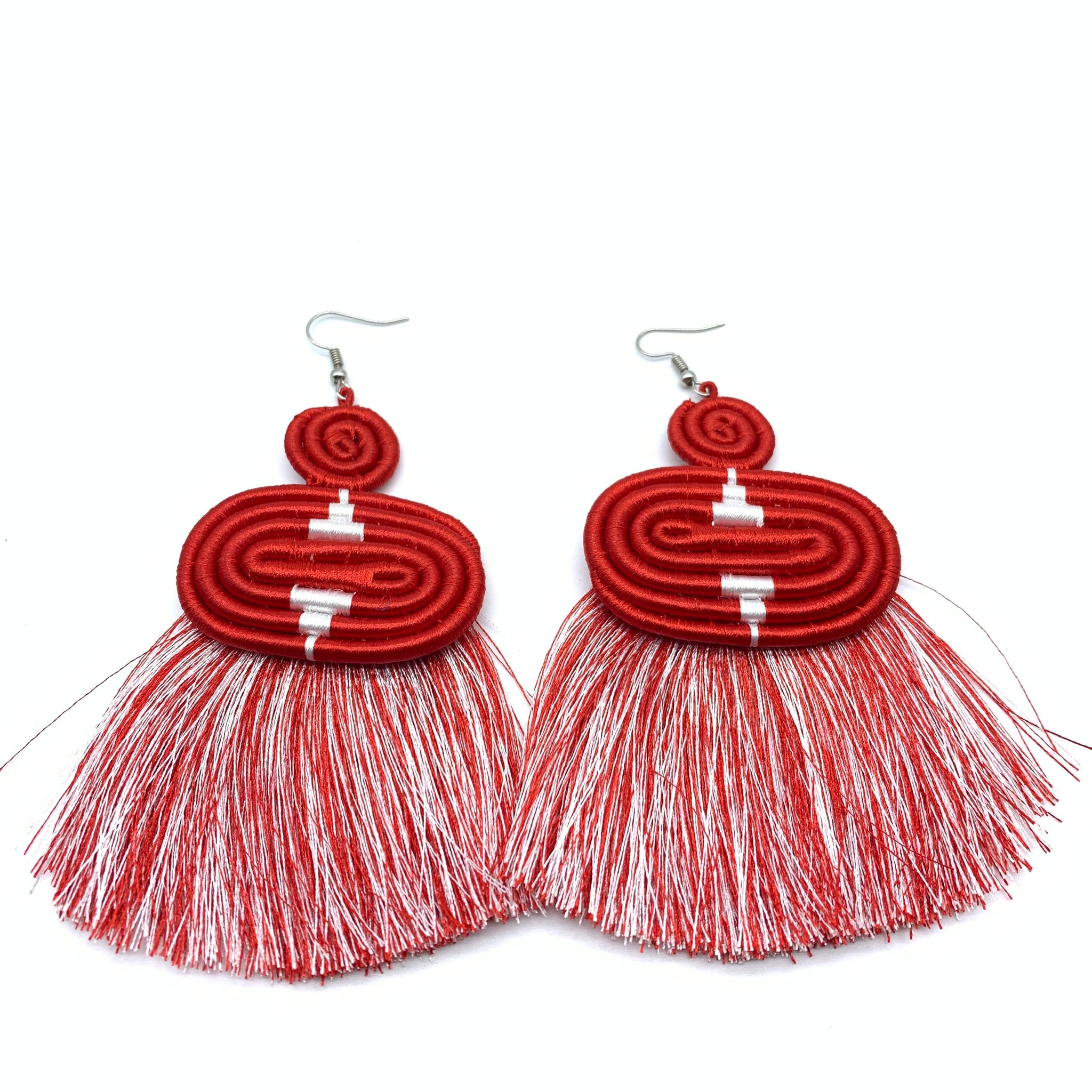 Thread Earrings Meza-Red Variation 2