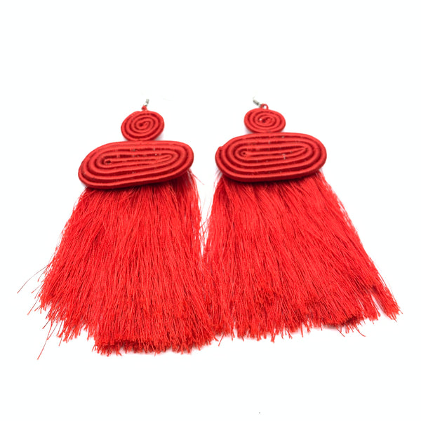 Thread Earrings Neza-Red Variation 2