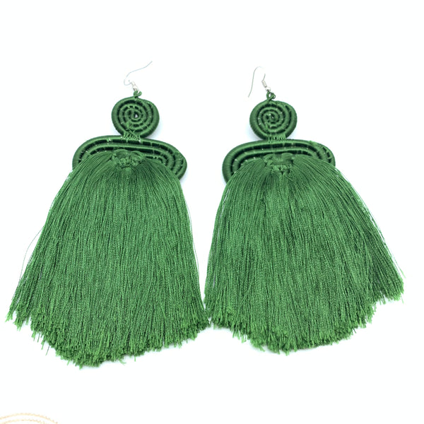 Thread Earrings Neza-Green Variation