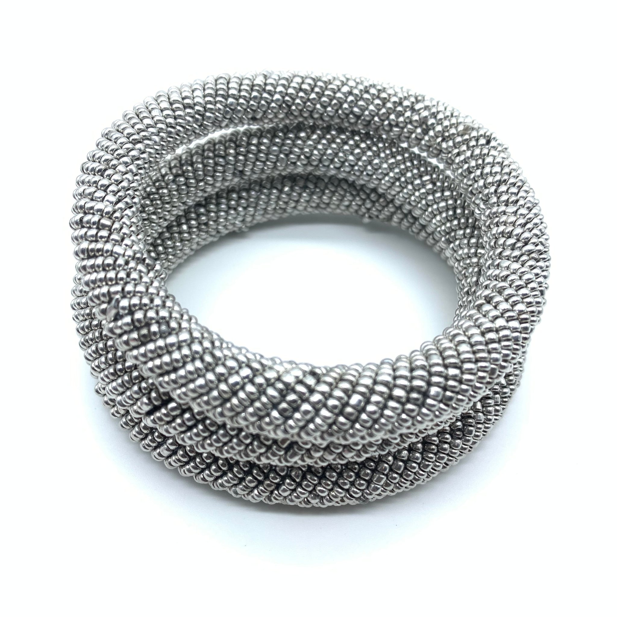 Beaded Bangle-Silver 2