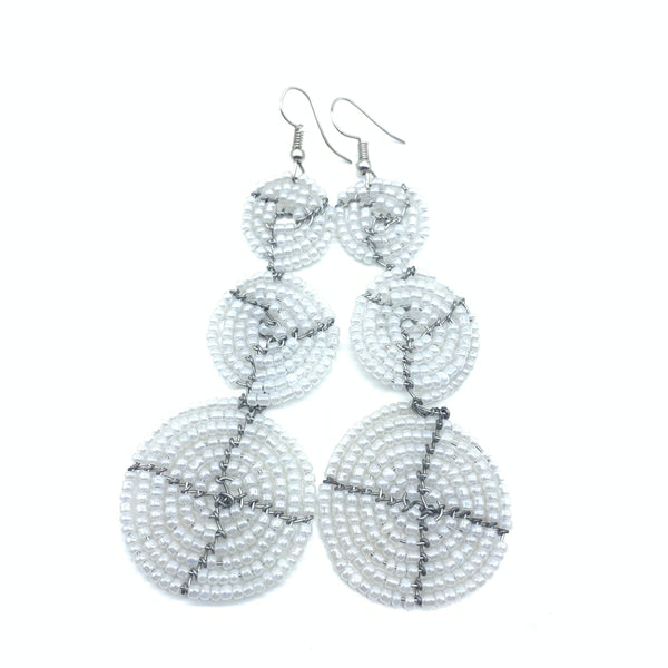 Beaded Earrings 3 Circles - Pearl White Variation