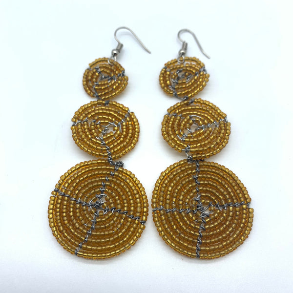 Beaded Earrings 3 Circles -Gold Variation