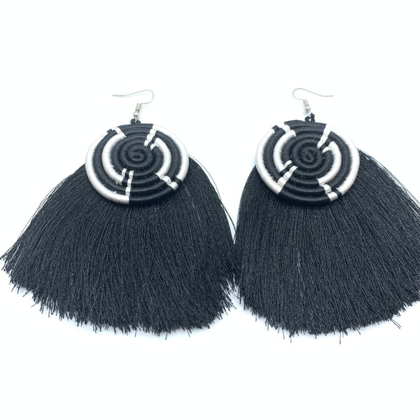 Thread Earrings Keza- Black Variation 2