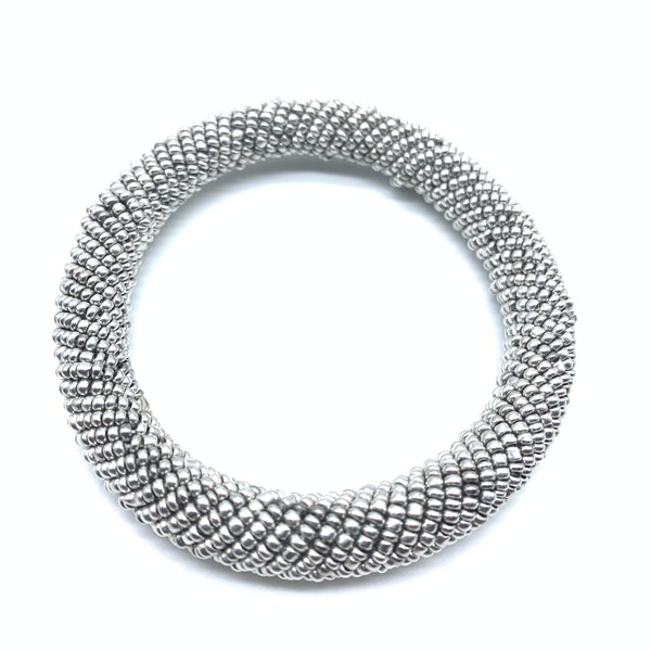 Beaded Bangle-Silver 2