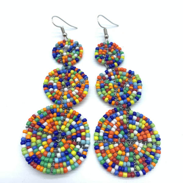 Beaded Earrings 3 Circles -Multi Colour Variation 2