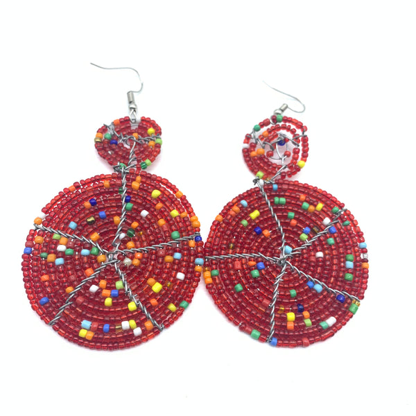 Beaded Earrings-Red Variation 3