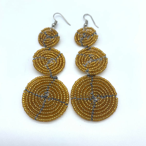 Beaded Earrings 3 Circles -Gold Variation