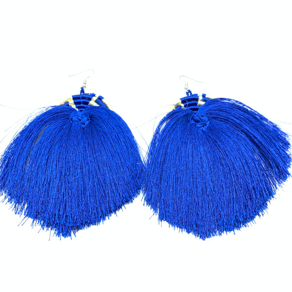 Thread Earrings Keza- Blue Variation 2