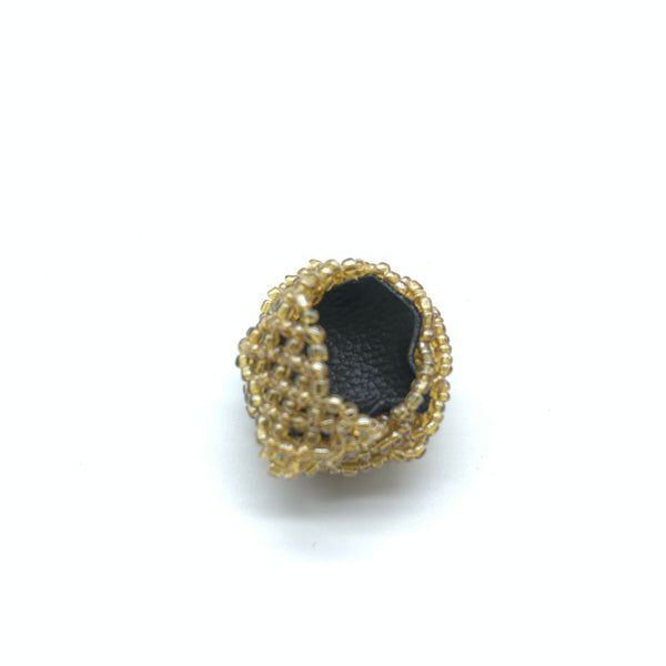 Beaded Ring-  Champagne Variation