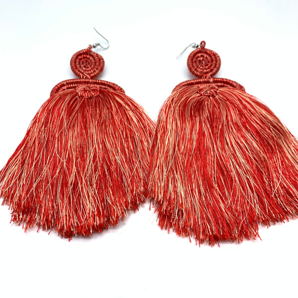 Thread Earrings Neza-Red Variation