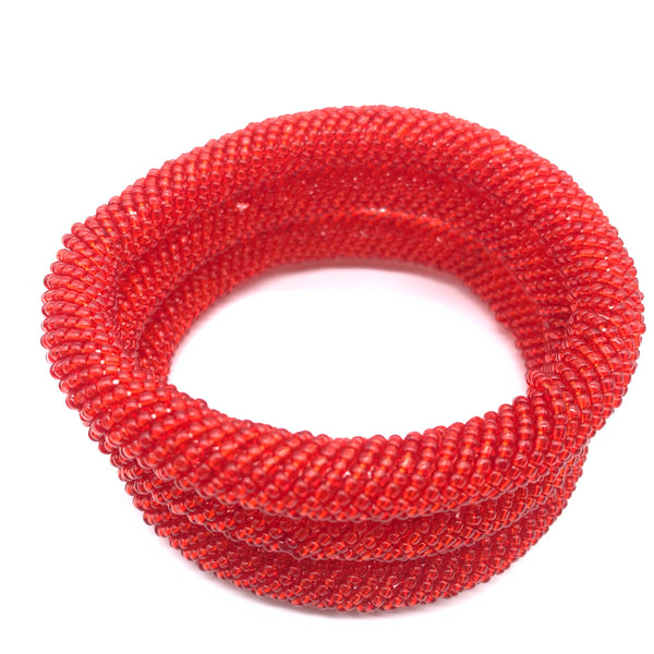 Beaded Bangle-Red