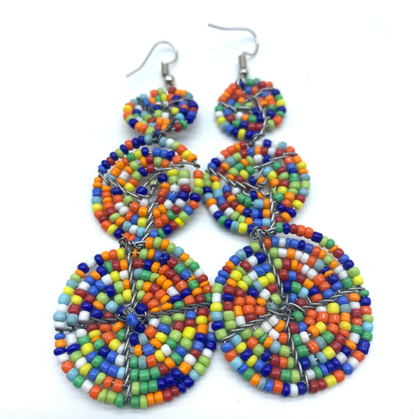 Beaded Earrings 3 Circles -Multi Colour Variation 2