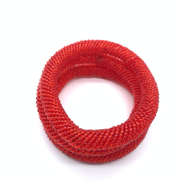 Beaded Bangle-Red