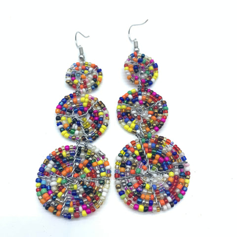 Beaded Earrings 3 Circles -Multi Colour Variation 3