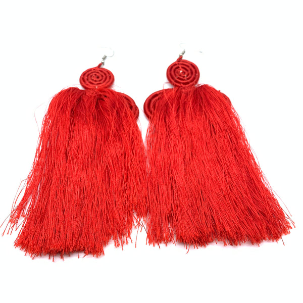 Thread Earrings Neza-Red Variation 2