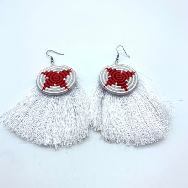 Thread Earrings Keza-White Variation