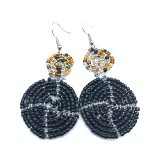 Beaded Earrings 2 Tone 2 Cirles -Black 3