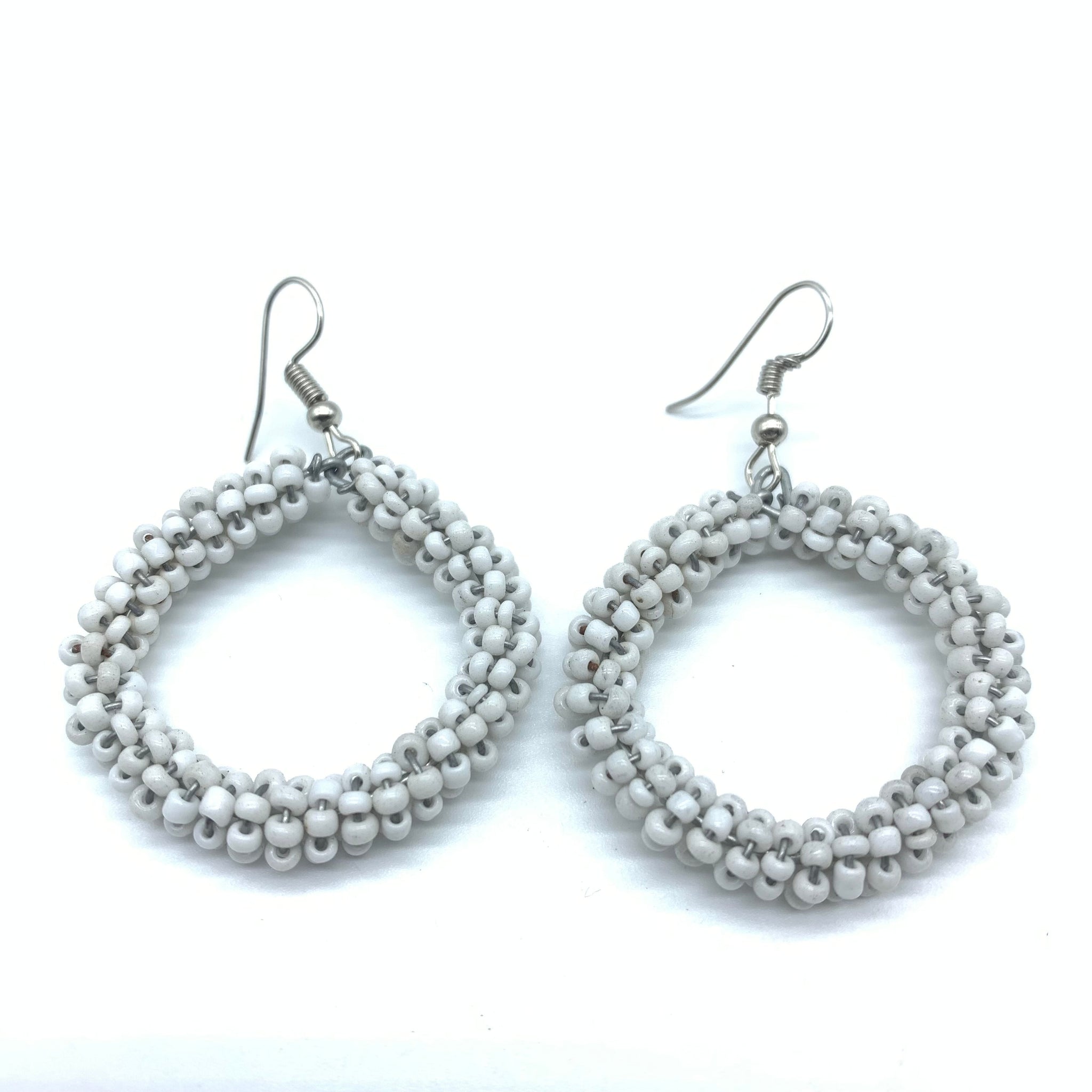 Beaded Earrings Kaweria-White