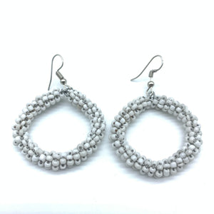 Beaded Earrings Kaweria-White