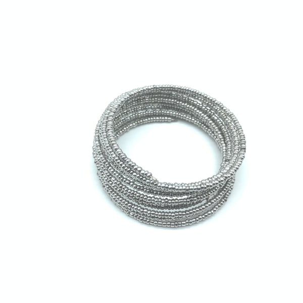 Beaded Coil Bracelet-Silver